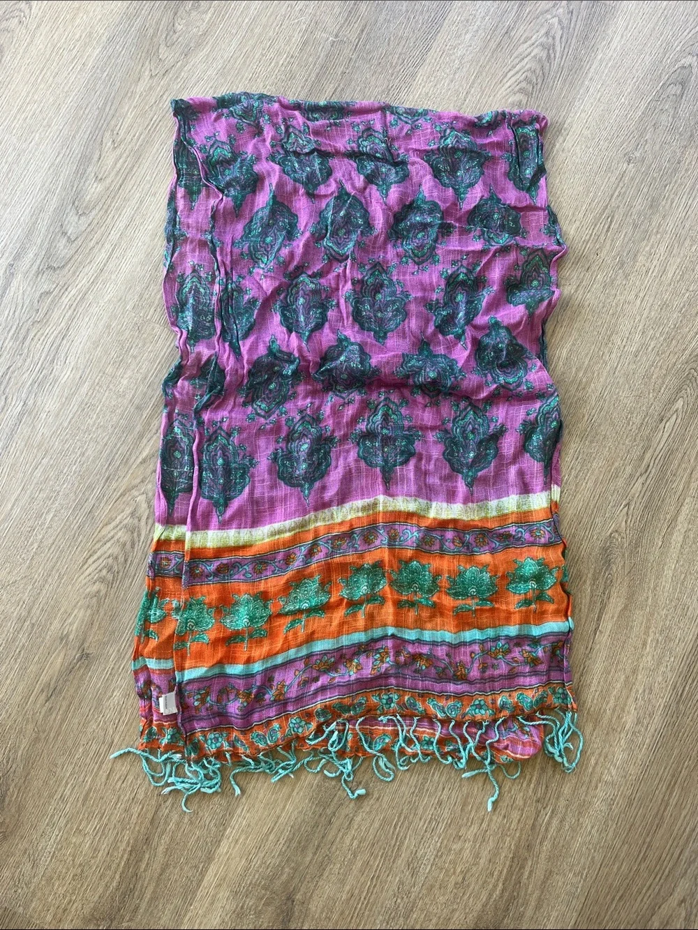 Old Navy Purple, Orange & Teal Floral Stripe Scarf